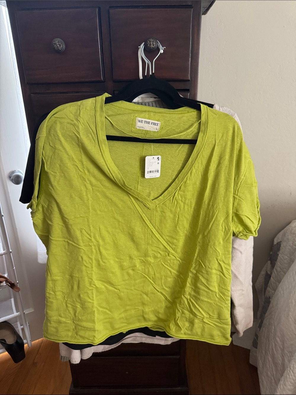 New: We The Free Lime Green V-Neck Boxy Tee